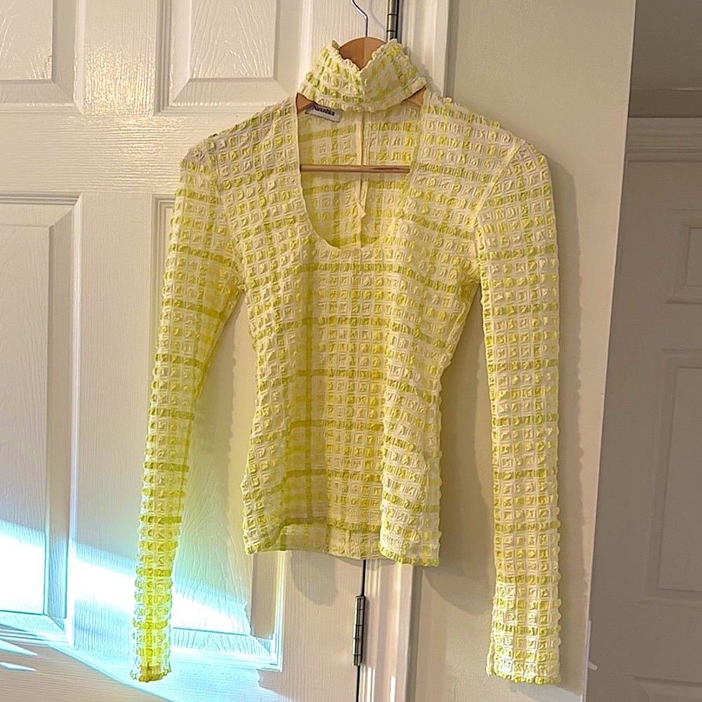 Nanushka Yellow Textured Evie Blouse